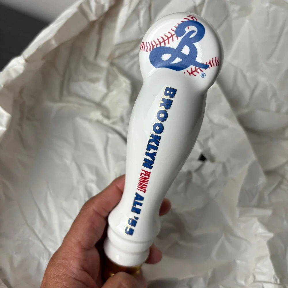 Brooklyn Brewery Pennant Ale 55 Mini Ceramic Tap Handle Baseball Theme White 8